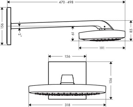 Douche de tête Hansgrohe Raindance Select E 300 3 jets avec bras de douche - vue 7