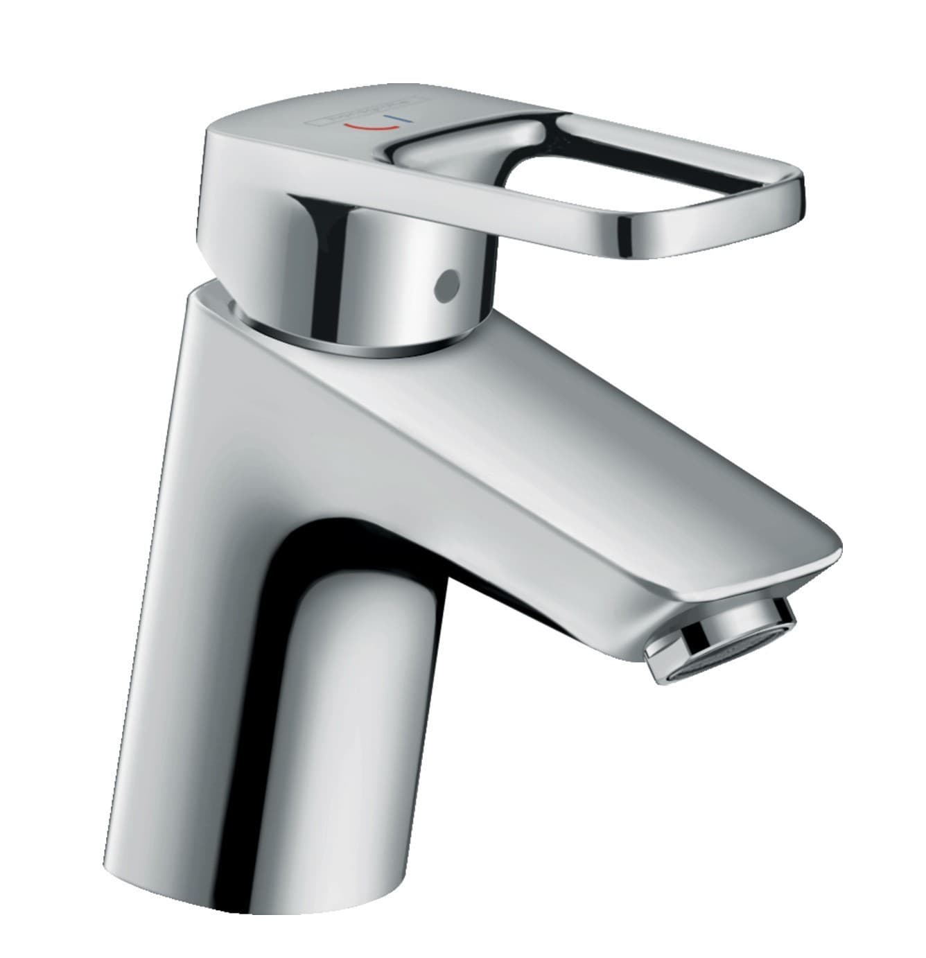 Mitigeur de lavabo Hansgrohe Logis Loop 75 CoolStart en laiton chromé avec tirette et vidage