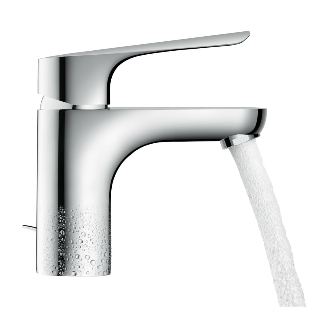 Mitigeur de lavabo Hansgrohe Logis E 100 CoolStart en laiton chromé avec tirette et vidage - vue 4