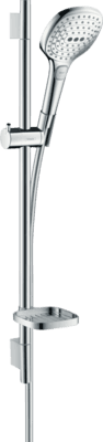 Barre de douche Hansgrohe avec douchette à main Raindance Select E 120 3 jets , flexible Isiflex et porte savon Casetta'S Puro