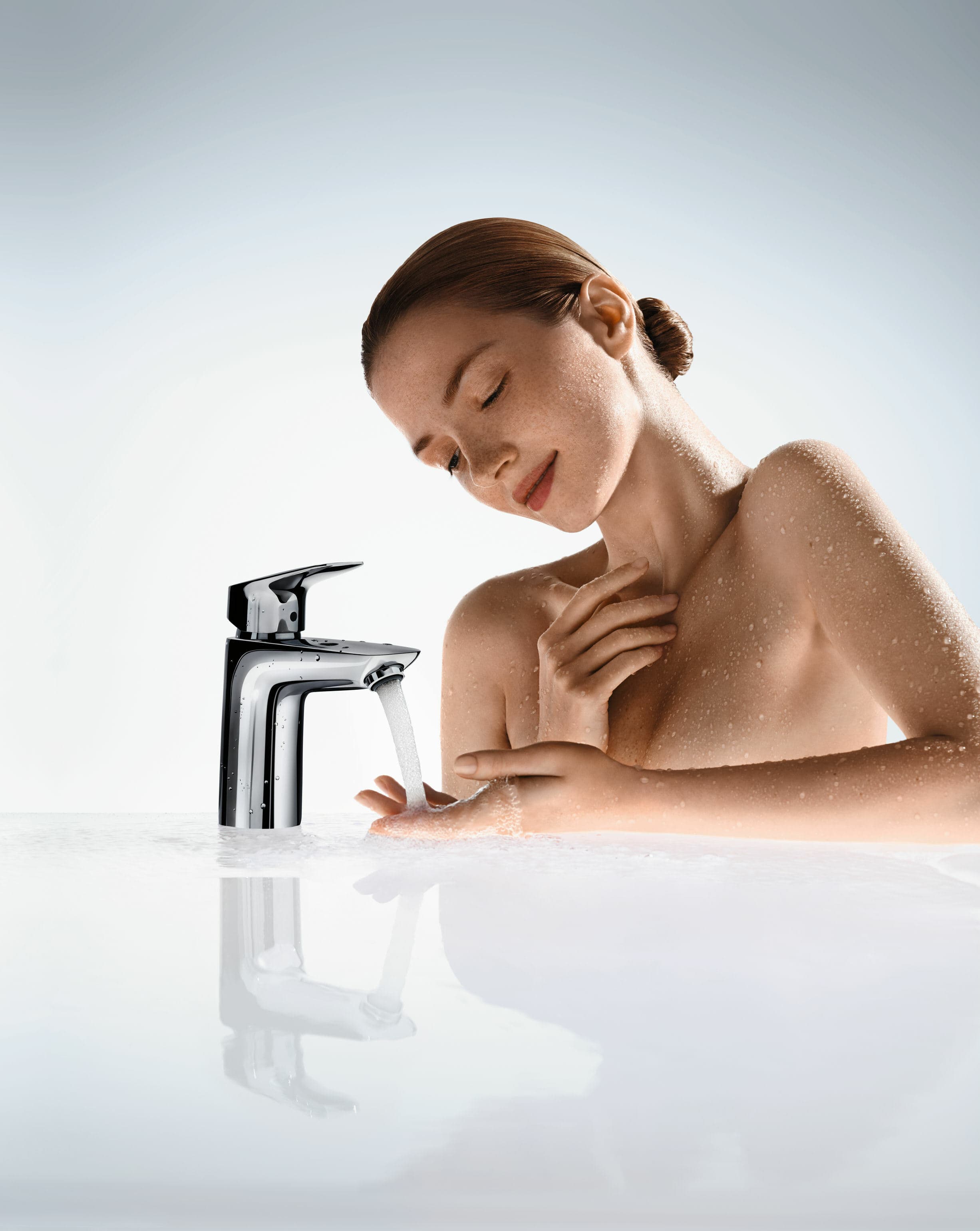 Mitigeur de lavabo Hansgrohe Logis 100 CoolStart en laiton chromé  avec tirette et vidage - vue 7