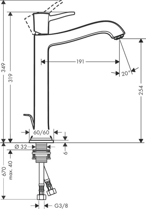 Mitigeur de lavabo Hansgrohe Metropol Classic 260 pour vasque libre avec tirette et vidage en chromé /doré - vue 4