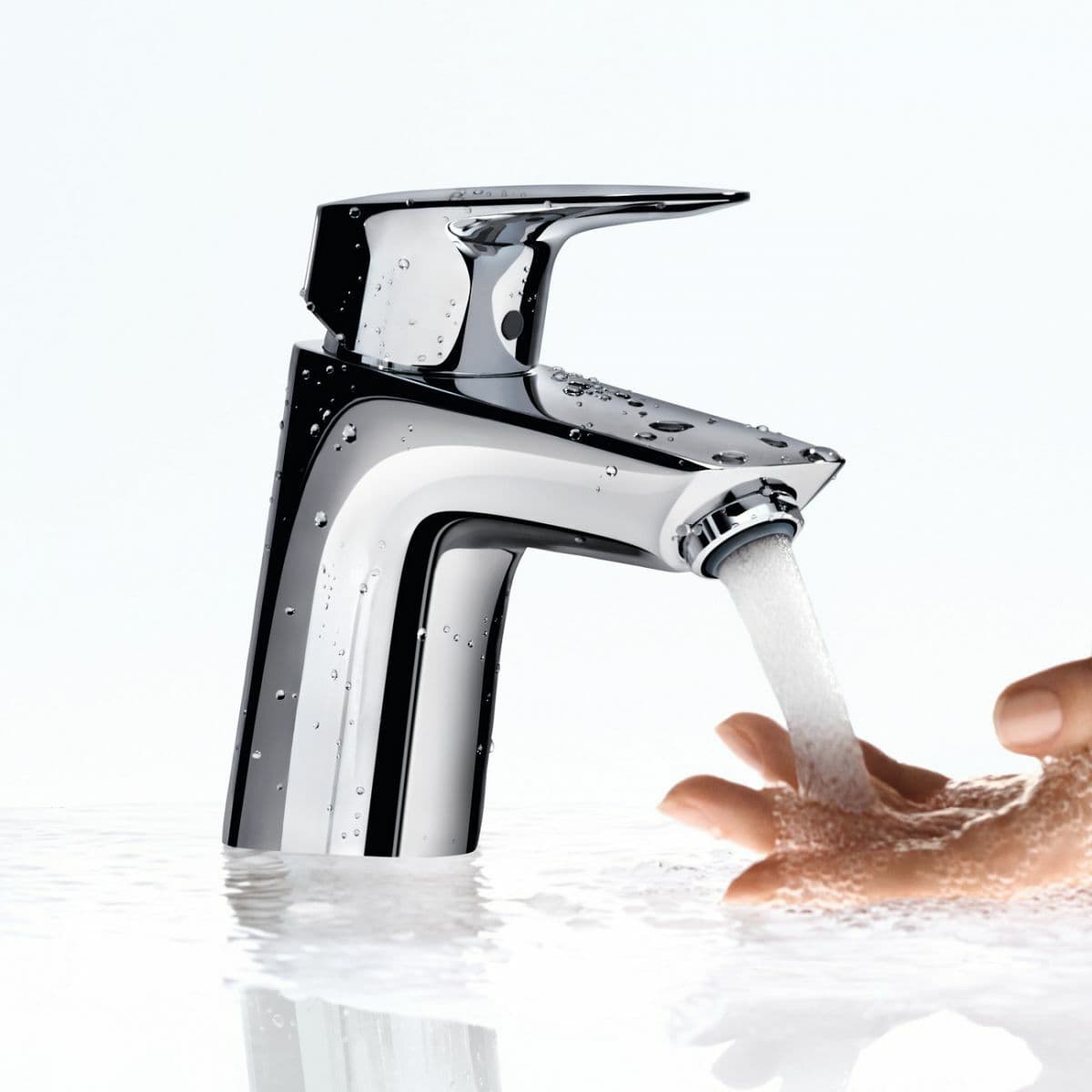 Mitigeur de lavabo Hansgrohe Logis 75 CoolStart en laiton chromé avec tirette et vidage - vue 5