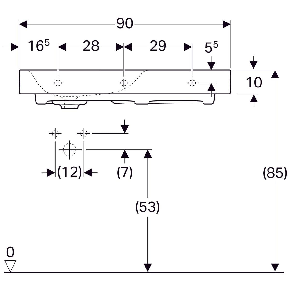 Plan-vasque Geberit Citterio 90 cm avec espace de rangement à droite - vue 9