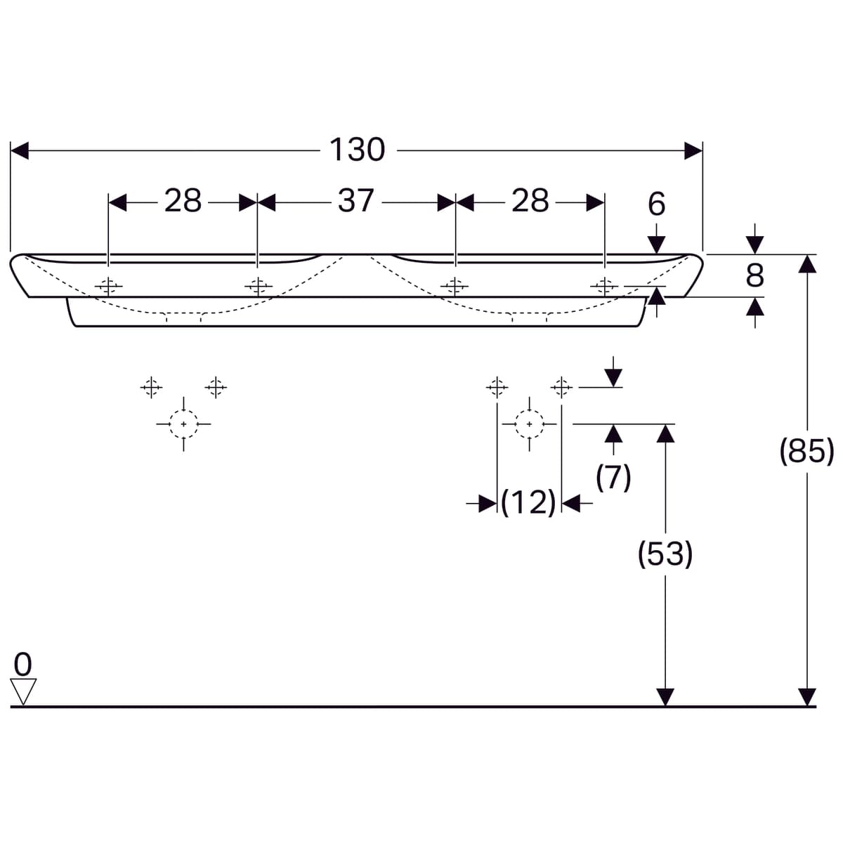 Plan-vasque double Geberit myDay 130 cm - vue 8