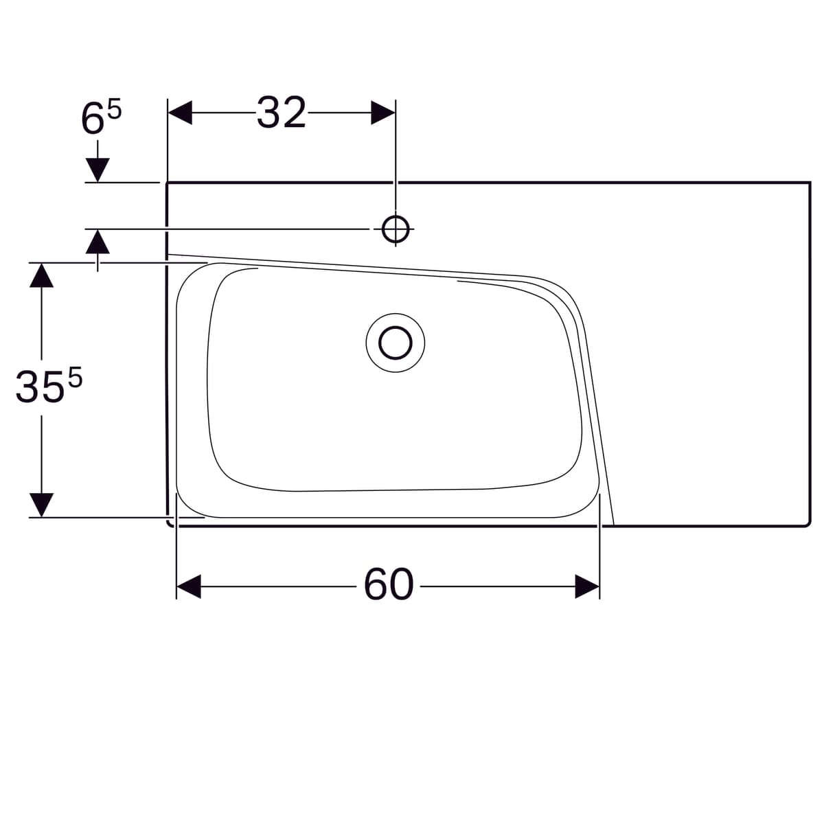 Plan-vasque Geberit Xeno² 90 cm avec espace de rangement à droite - vue 6