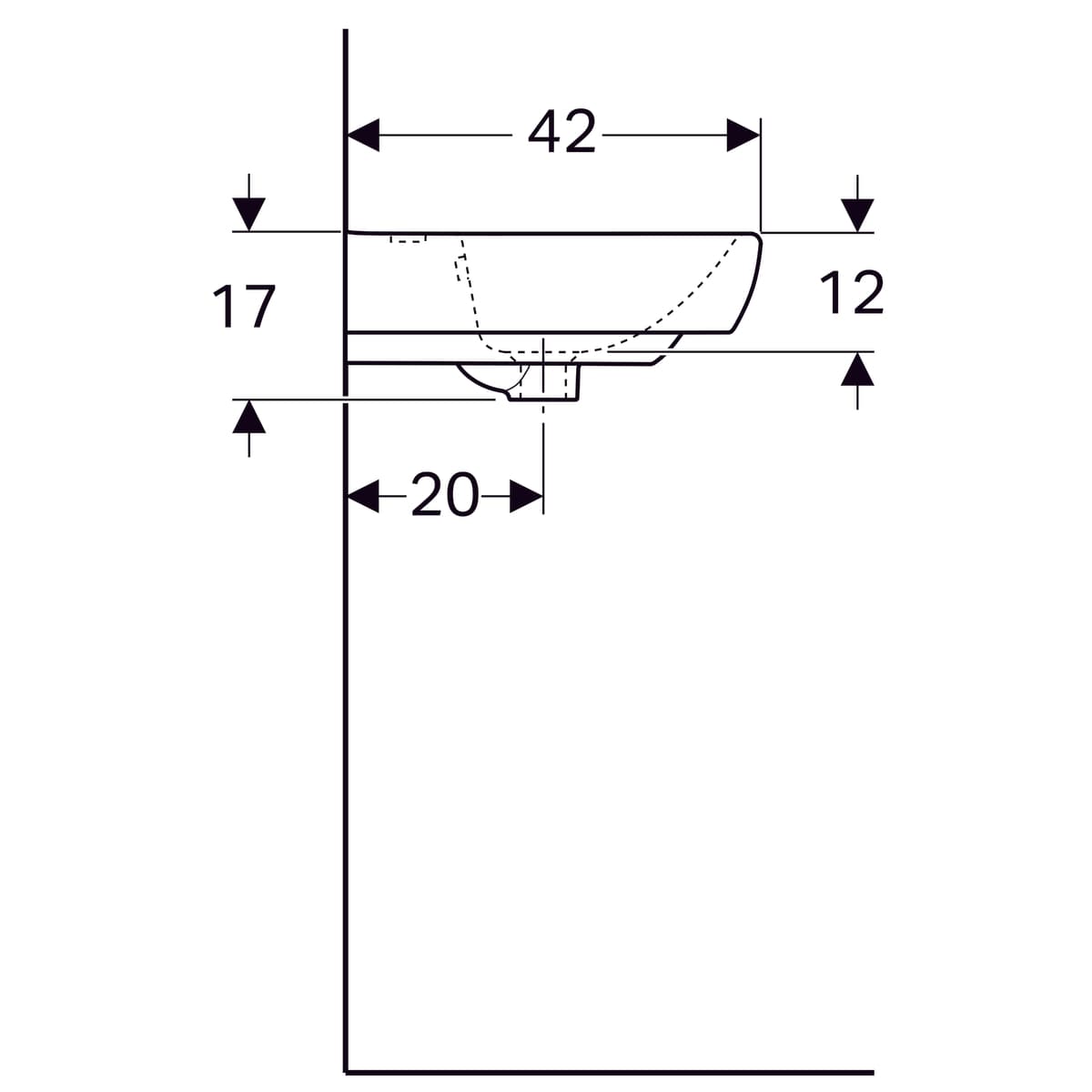 Lavabo Geberit Selnova / Smyle C Square 50 cm - vue 8