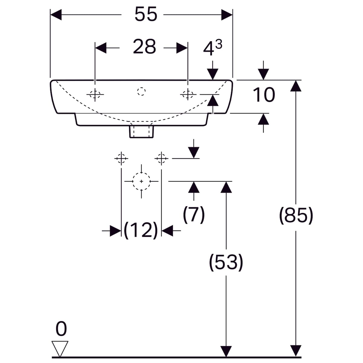 Lavabo Geberit Selnova / Smyle C Square 55 cm - vue 8