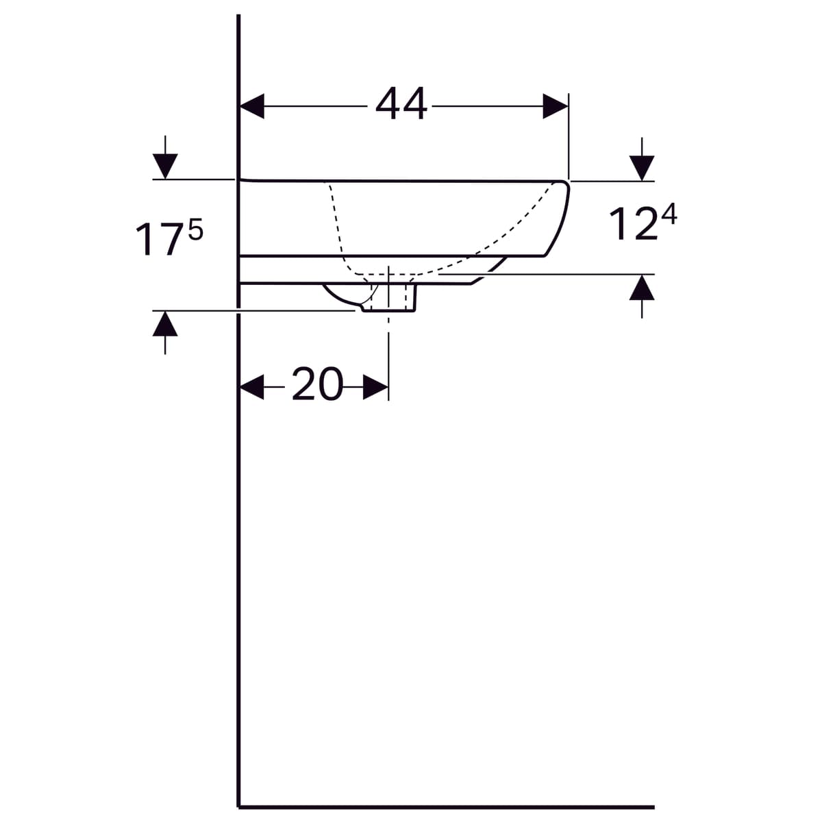Lavabo Geberit Selnova / Smyle C Square 55 cm - vue 9