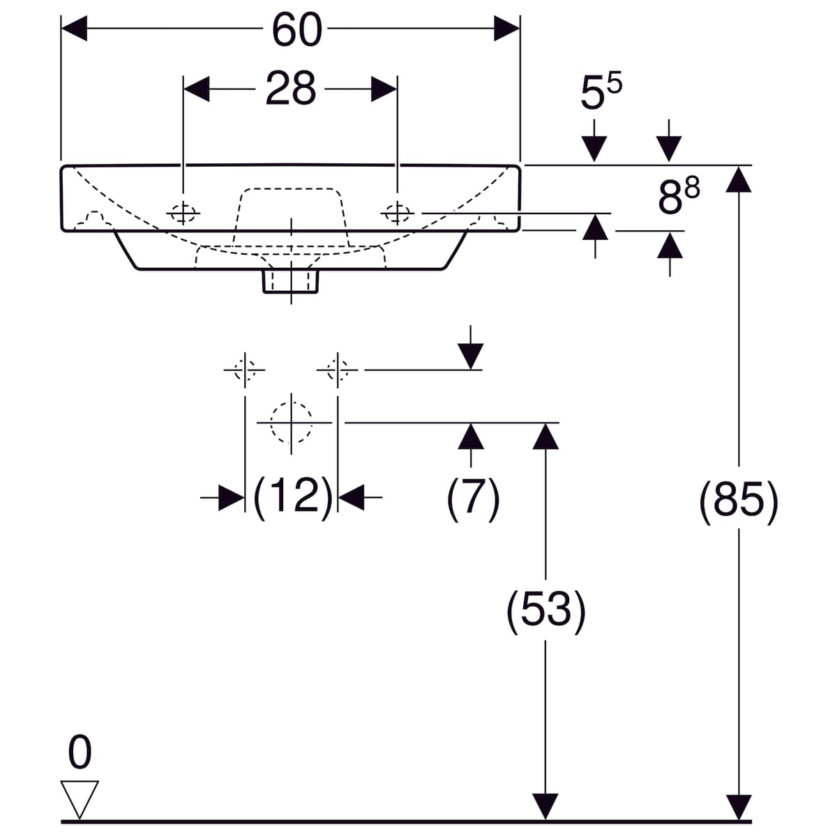 Lavabo Geberit Smyle Square 60 cm - vue 6