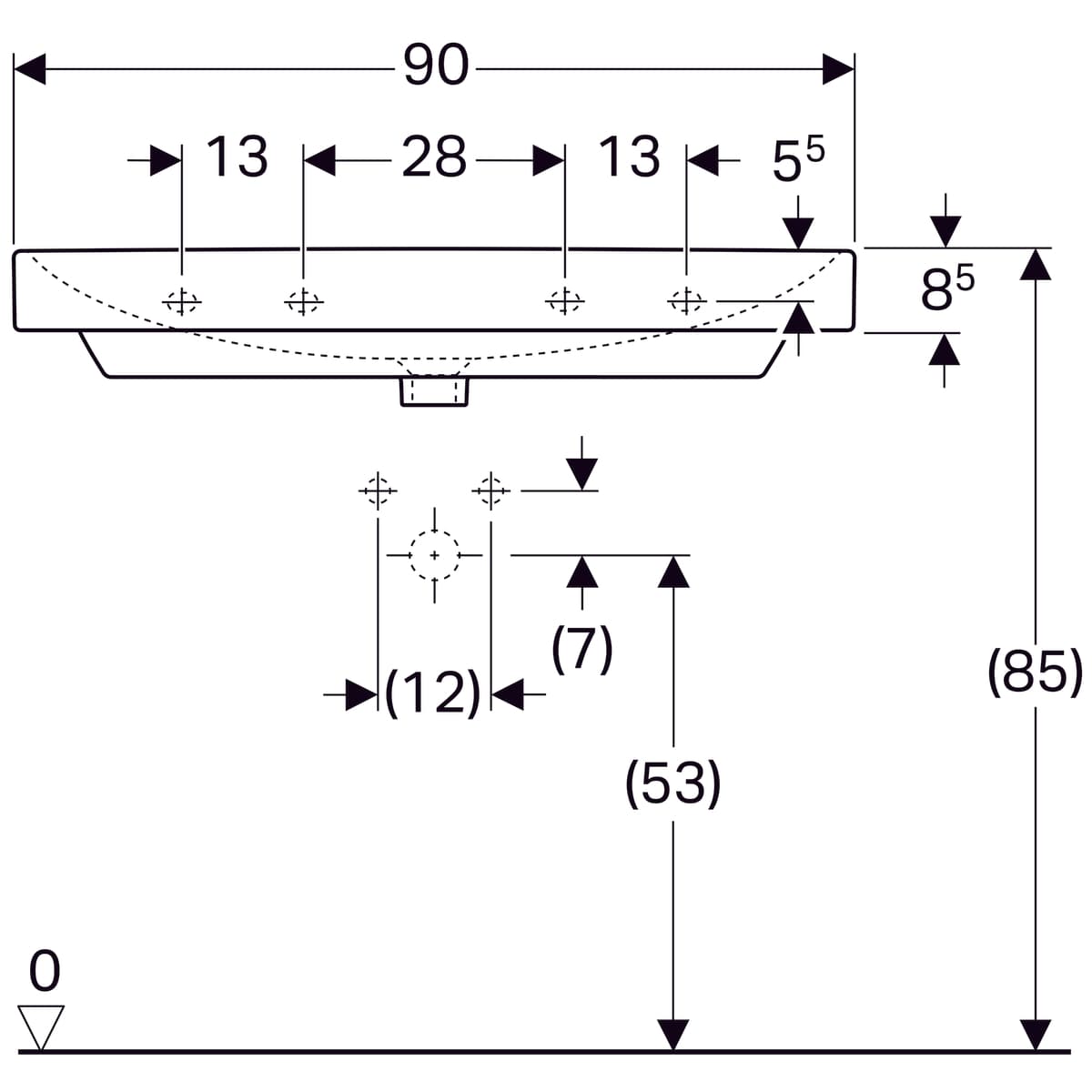 Plan-vasque Geberit / Keramag Smyle Square 90 cm - vue 5