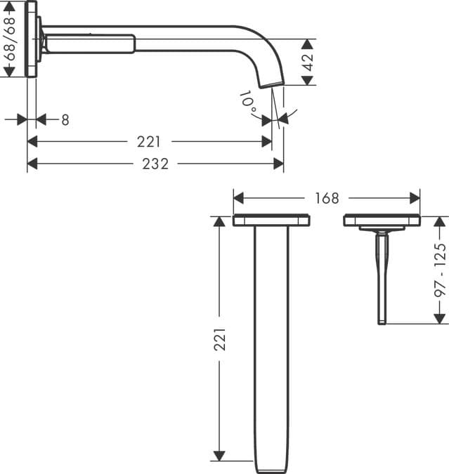 Mitigeur de lavabo encastré AXOR Citterio E 221 mm en laiton chromé - vue 3