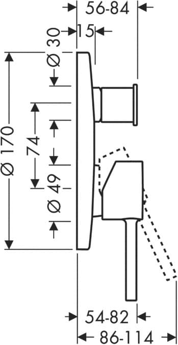 Set de finition pour mitigeur de bain / douche encastré AXOR Starck - vue 3
