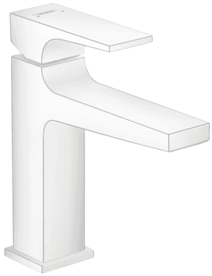 Mitigeur de lavabo Hansgrohe Metropol 110 en blanc mat avec bonde push-open