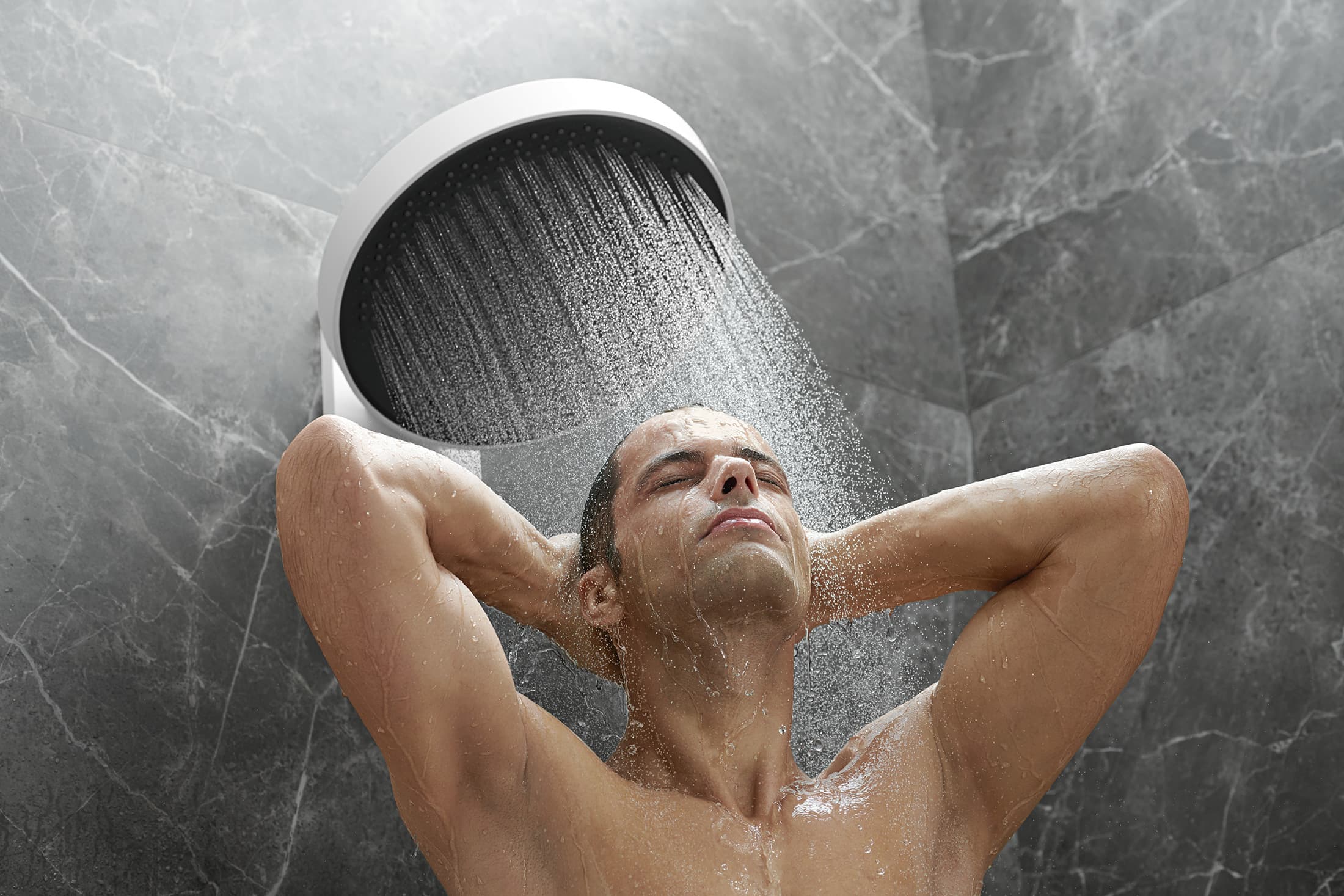 Douche de tête Hansgrohe Rainfinity 360 1 jet avec raccord mural en blanc mat - vue 10