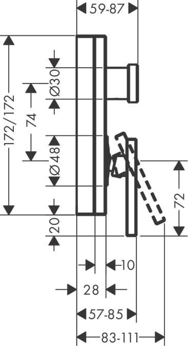Set de finition pour mitigeur de bain / douche encastré AXOR Edge - vue 3