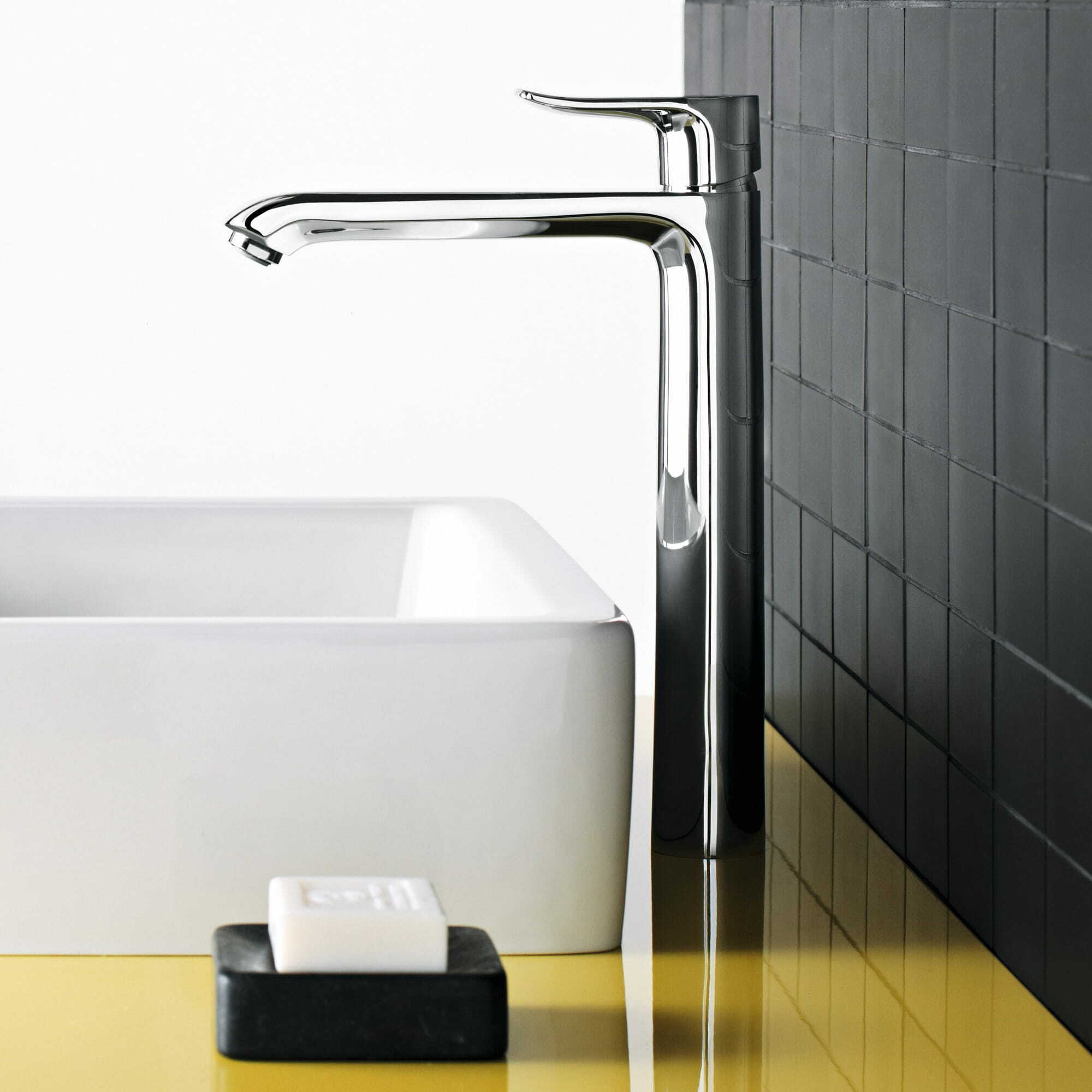 Mitigeur surélevé pour vasque libre Hansgrohe Metris 260 en laiton chromé avec tirette et vidage - vue 5