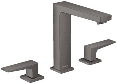 Mélangeur de lavabo 3 trous Hansgrohe Metropol 160 en noir chromé brossé avec bonde push-open