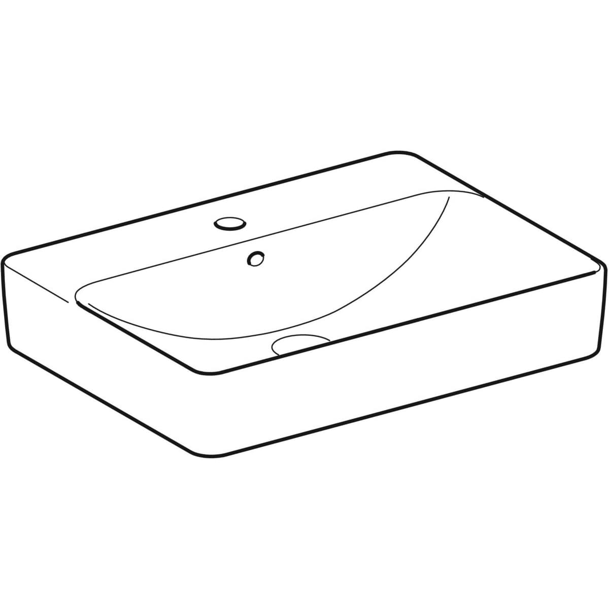 Vasque bol Geberit VariForm rectangulaire 60 x 45 cm avec plage de robinetterie - vue 4