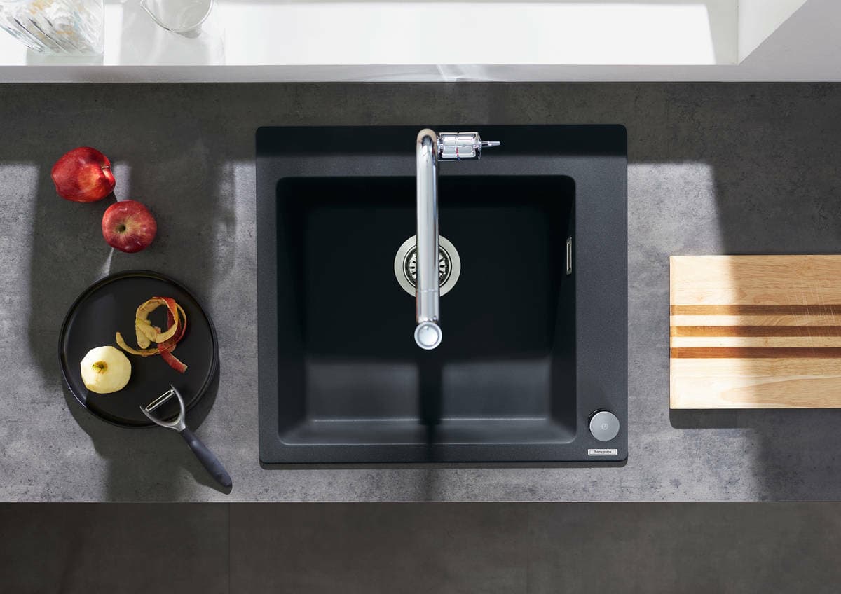 Évier de cuisine Hansgrohe encastré simple bac 45 cm sans égouttoir en noir graphite - vue 8