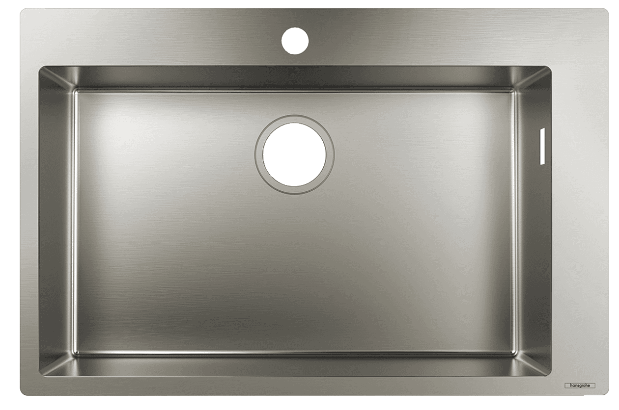 Évier de cuisine Hansgrohe encastré simple bac 66 cm  sans égouttoir en acier inoxydable brossé