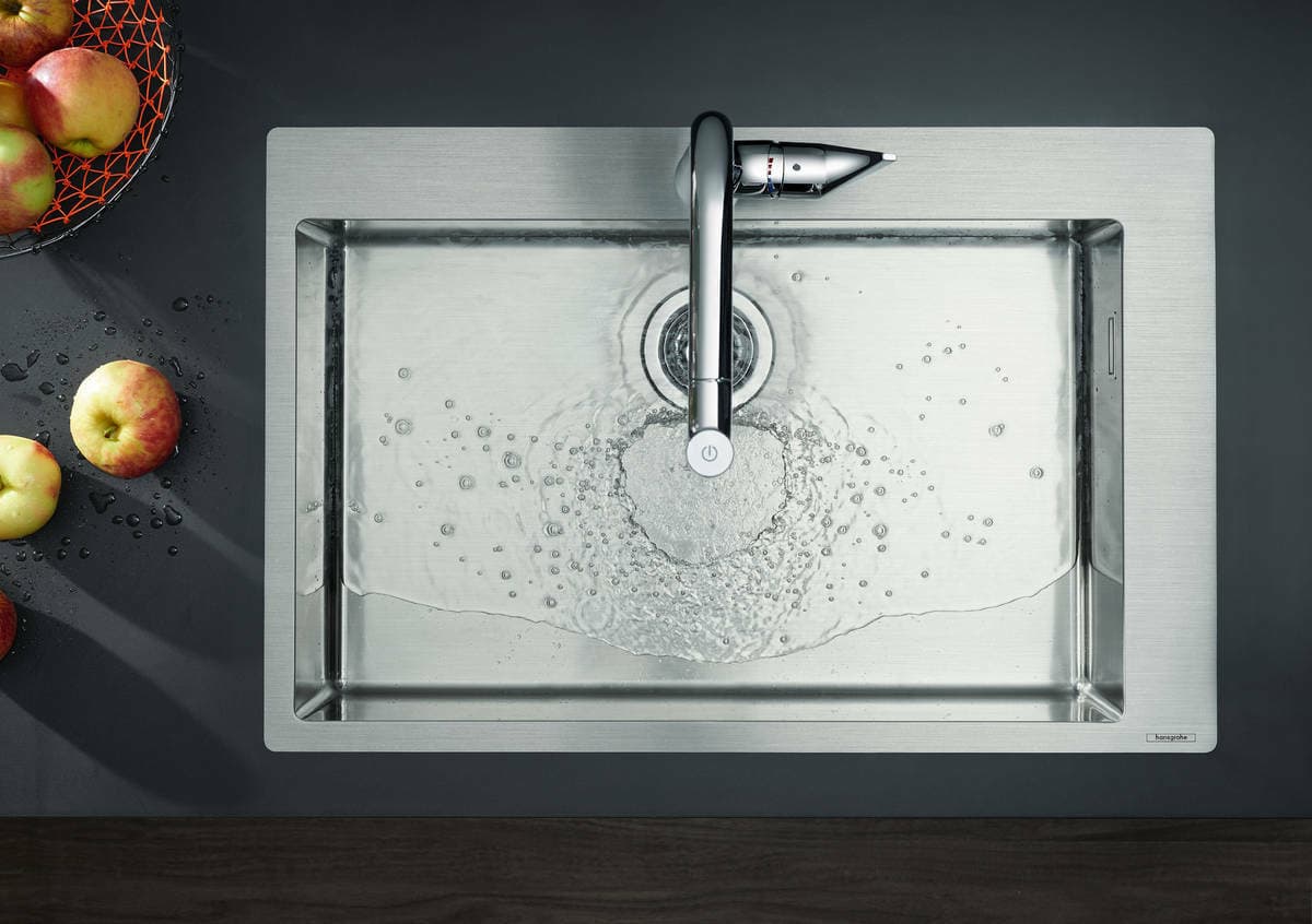 Évier de cuisine Hansgrohe encastré simple bac 66 cm  sans égouttoir en acier inoxydable brossé - vue 3