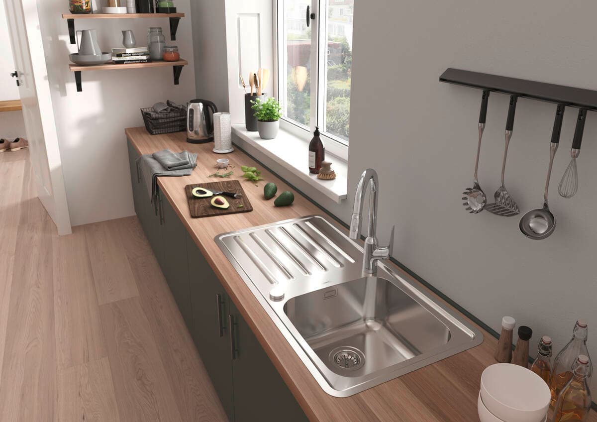 Évier de cuisine Hansgrohe encastré simple bac 34 x 40 cm avec égouttoir - vue 4