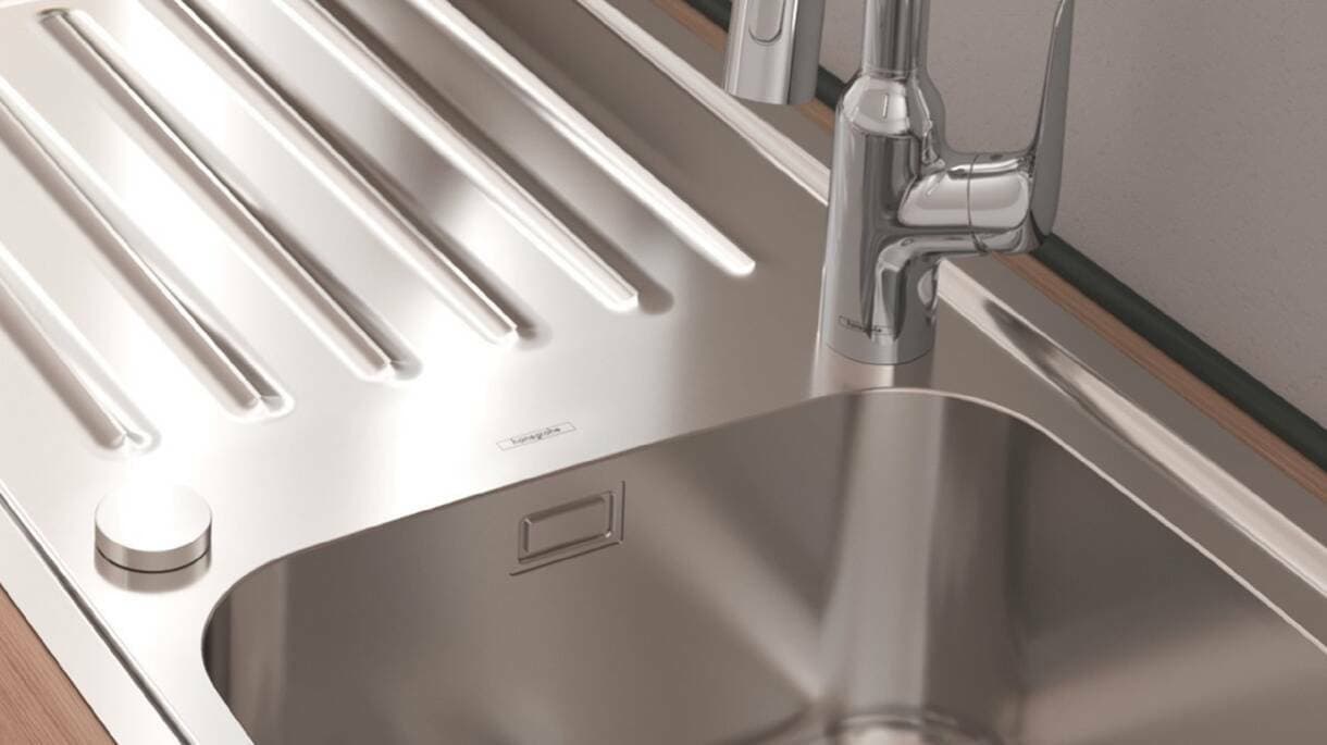 Évier de cuisine Hansgrohe encastré simple bac 34 x 40 cm avec égouttoir - vue 6