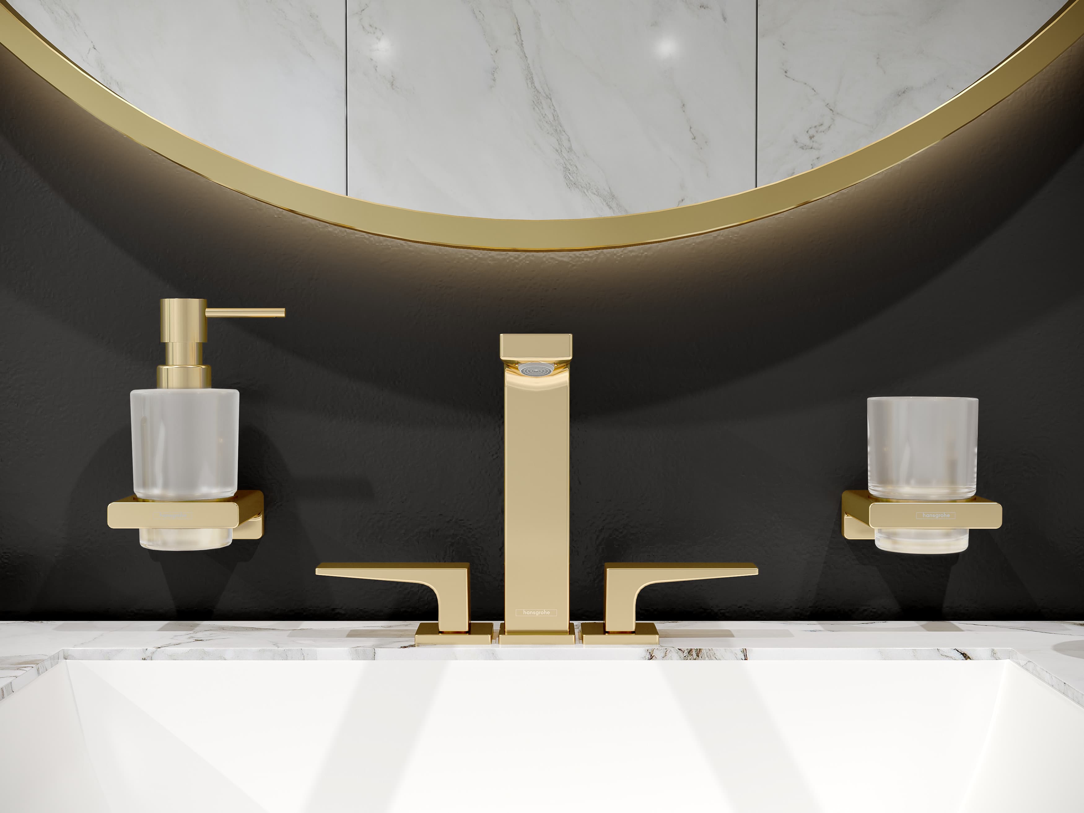 Mélangeur de lavabo 3 trous Hansgrohe Metropol 160 en doré poli avec bonde push-open - vue 3