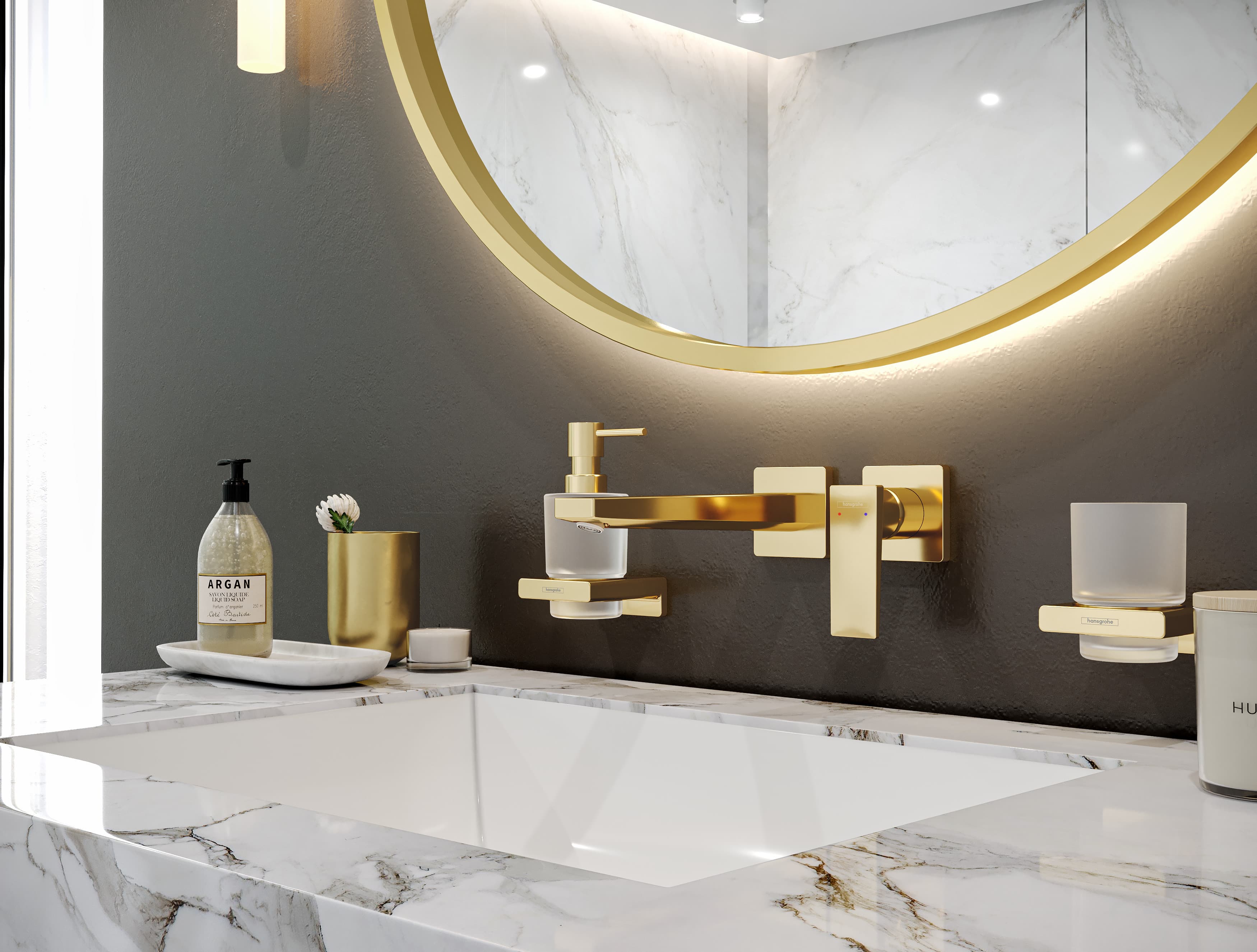 Mitigeur de lavabo encastré Hansgrohe Metropol 225 mm en doré poli - vue 3