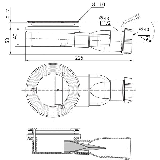 Bonde Wirquin extra-plate pour receveur de douche sans dôme - débit d'évacuation 33 L/min - vue 6