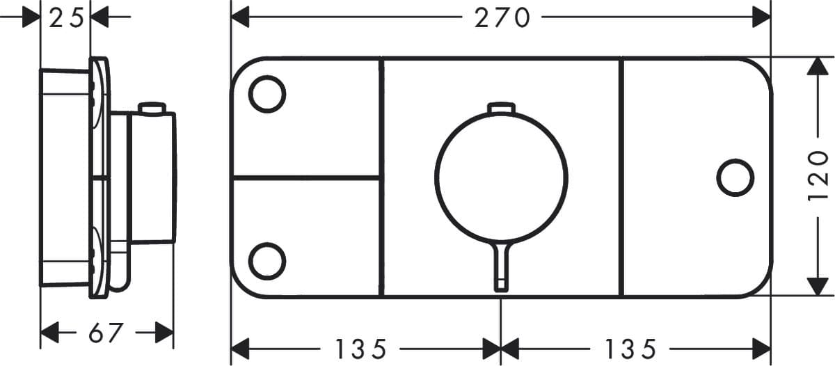 Module thermostatique encastré AXOR One avec 3 fonctions - vue 3