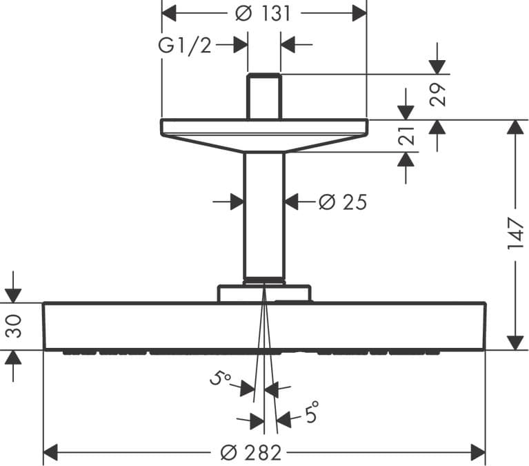 Douche de tête AXOR One 280 avec raccordement au plafond 100 mm - vue 3