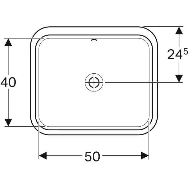 Vasque à encastrer par le dessous Geberit VariForm rectangulaire 58 x 49 cm avec trop-plein - vue 6