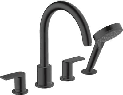 Mélangeur 4 trous pour montage sur bord de baignoire Hansgrohe Vernis Blend en noir mat