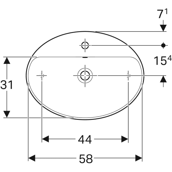 Vasque bol Geberit VariForm ovale 60 x 45 cm avec plage de robinetterie - vue 5