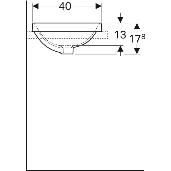 Vasque à encastrer Geberit VariForm rectangulaire 55 x 40 cm avec trop-plein - vue 6