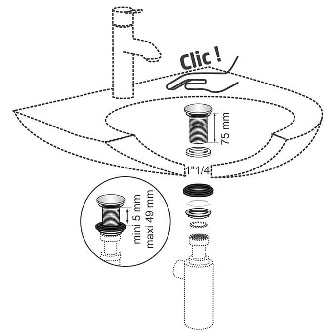 Bonde de lavabo Wirquin quick-clac - vue 4