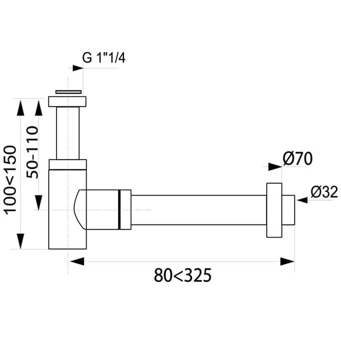 Siphon de lavabo Wirquin Linéis mini en noir mat - vue 4