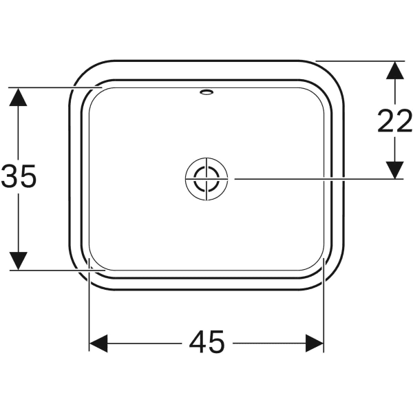 Vasque à encastrer par le dessous Geberit VariForm rectangulaire 53 x 44 cm avec trop-plein - vue 7