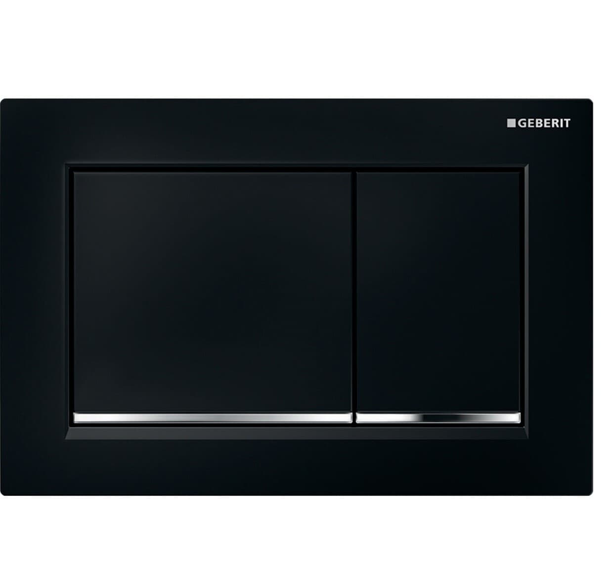Plaque de déclenchement Geberit Omega20 square pour rinçage double touche / Noir - bandes design : chromé brillant