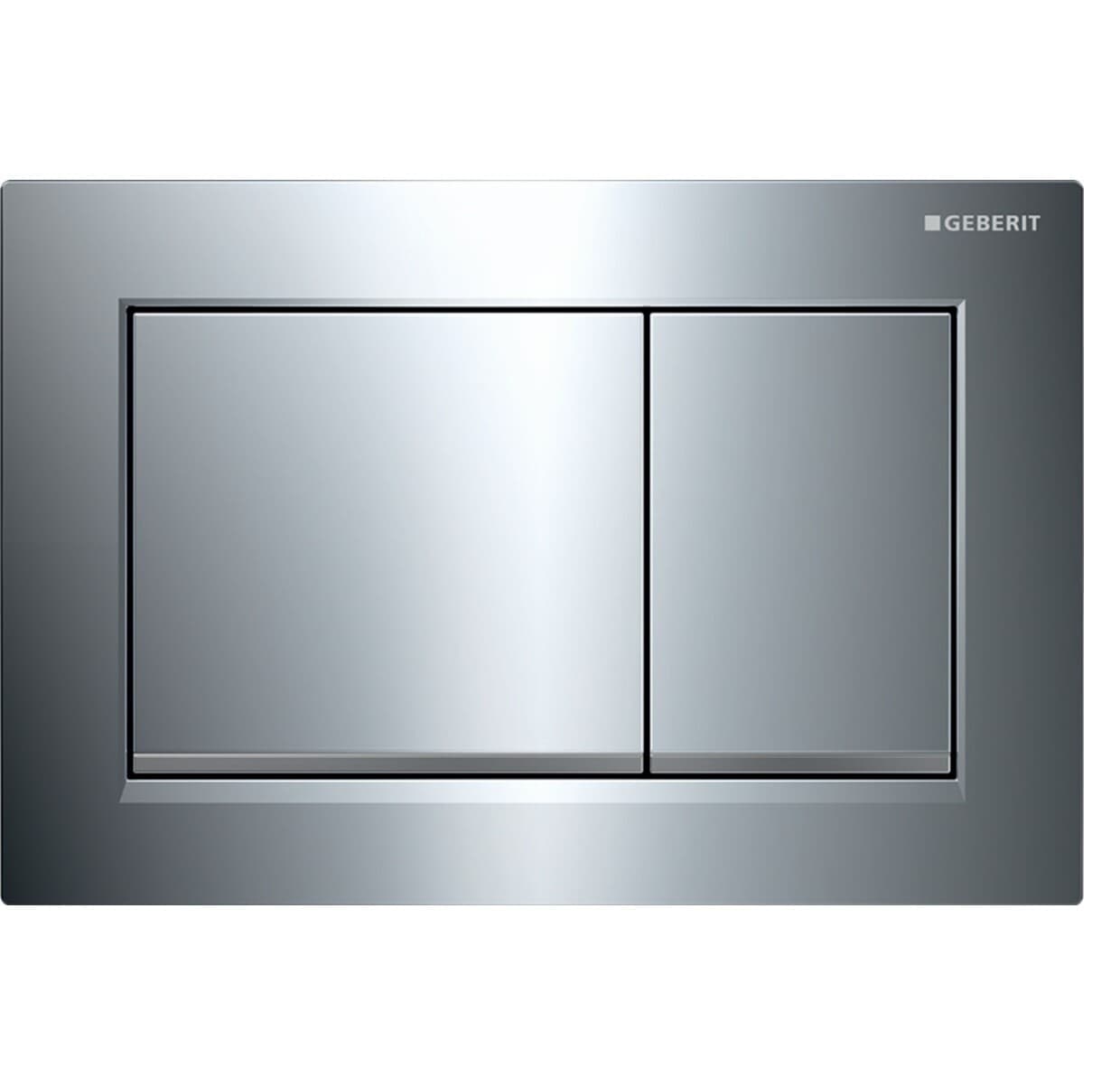 Plaque de déclenchement Geberit Omega20 square pour rinçage double touche / chromé brillant - bandes design : chromé