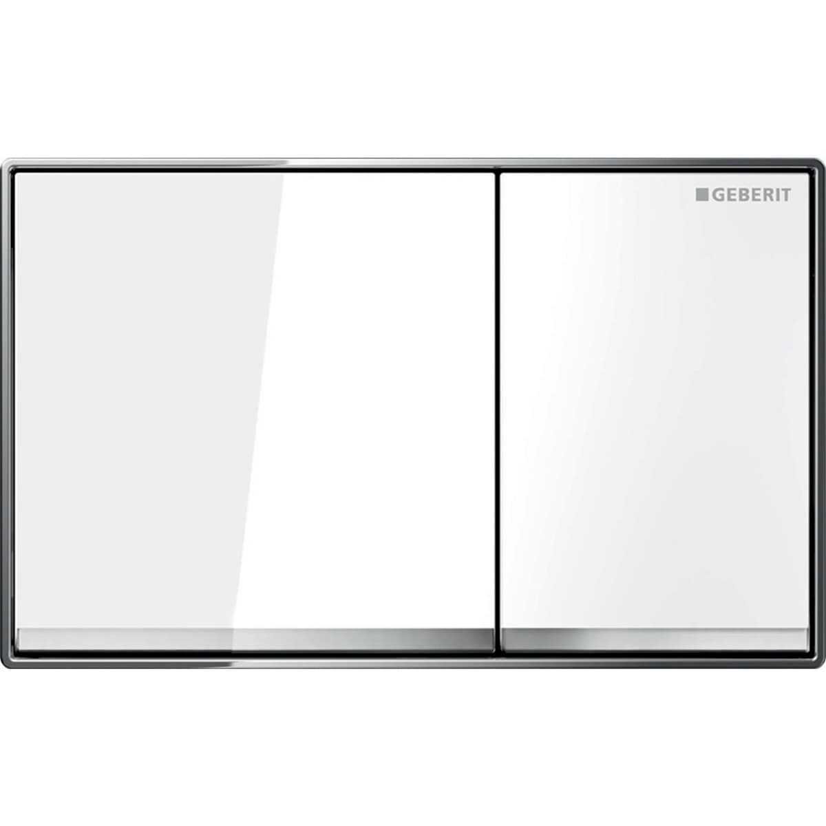 Plaque de déclenchement Geberit Omega60 square pour rinçage double touche, à fleur de paroi / Blanc