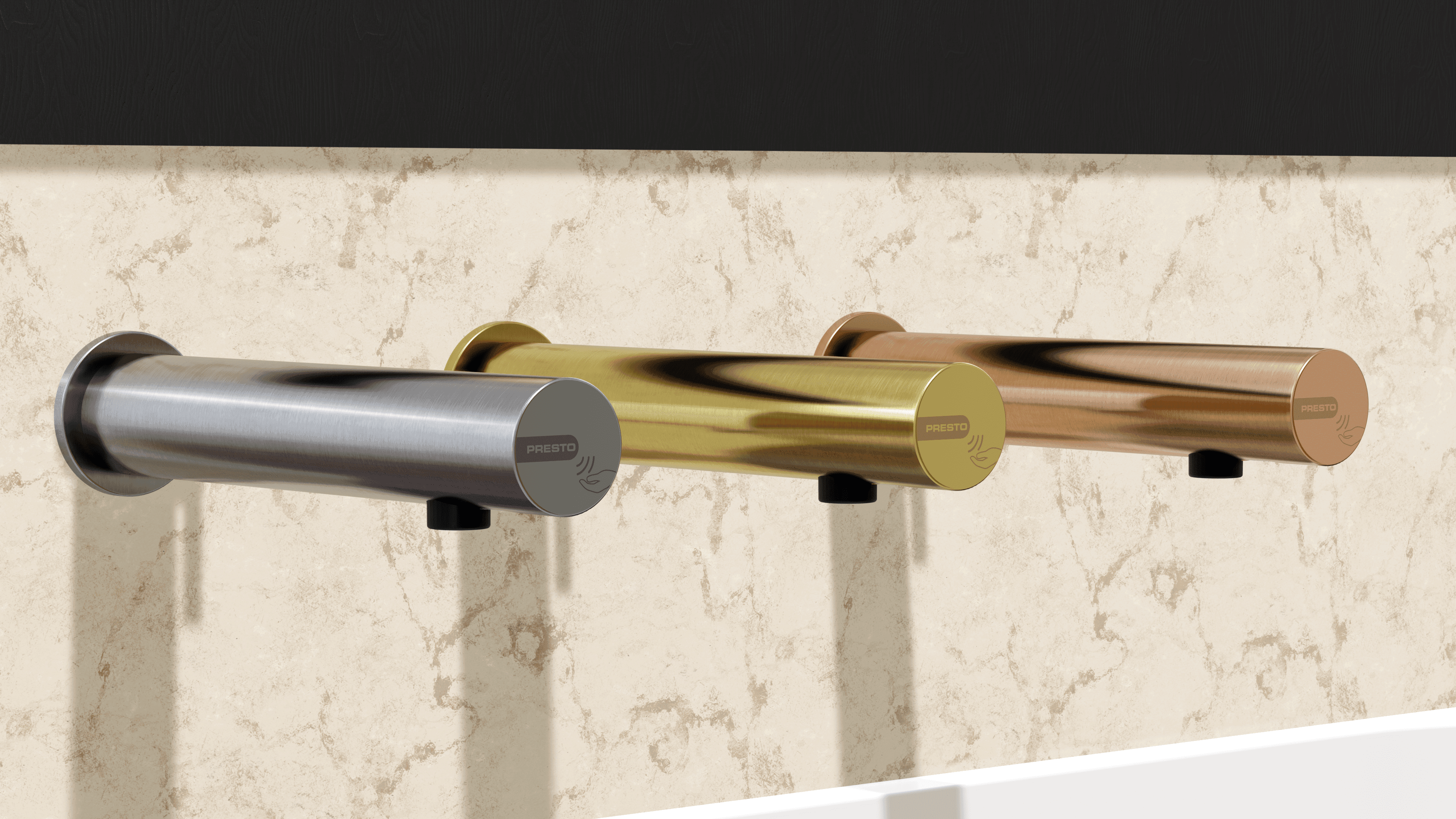 Robinet de lavabo électronique mural avec pile Presto Linea - vue 3