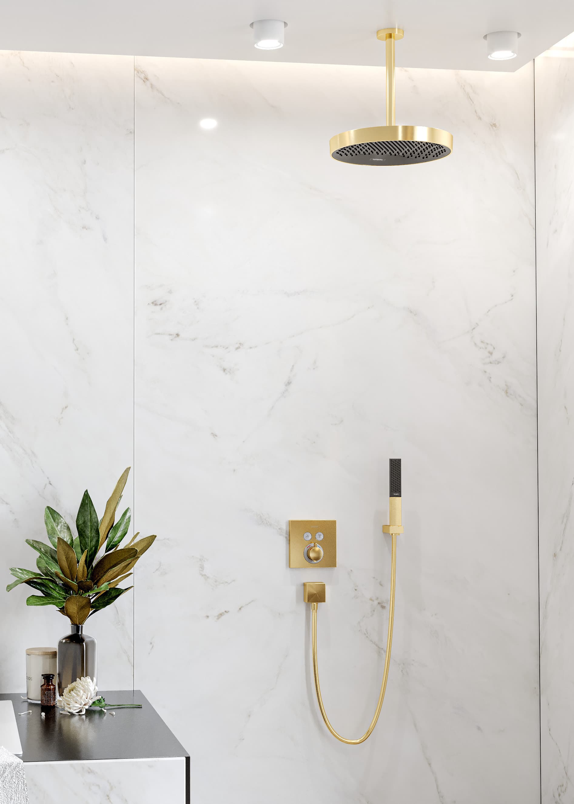 Douchette à main Hansgrohe Rainfinity 100 PowderRain 1 jet en doré poli - vue 3