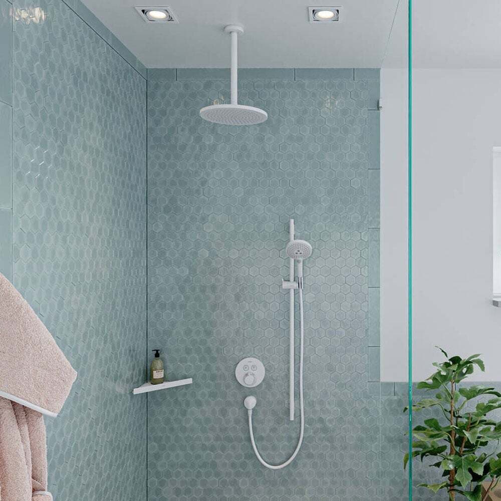 Set de finition pour mitigeur thermostatique encastré Hansgrohe ShowerSelect S en blanc mat - vue 3