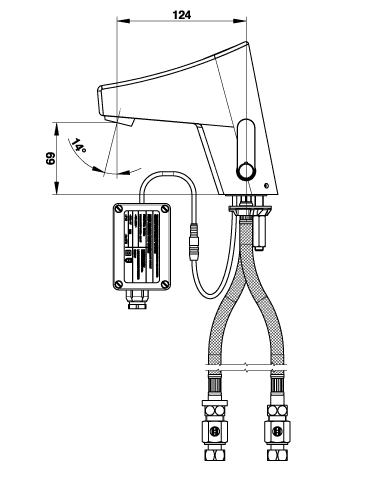 Mitigeur de lavabo sensitif sur plage sur secteur et sans robinet d'arrêt Presto Touch® en chromé / blanc - vue 3