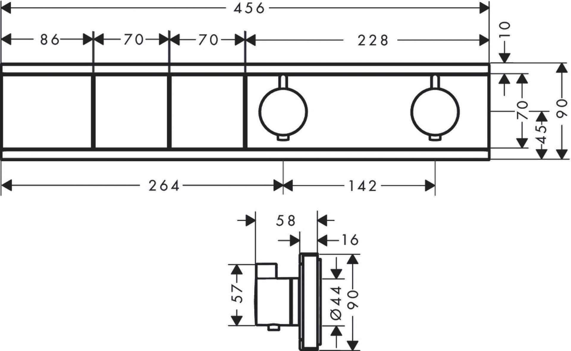 Module thermostatique encastré Hansgrohe RainSelect avec 2 fonctions en blanc mat - vue 5