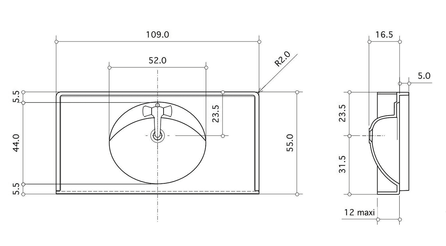 Plan-vasque Majestic 109 cm - vue 4