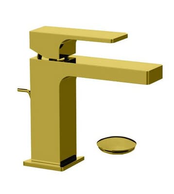Mitigeur de lavabo Remer Absolute avec tirette et vidage en or brossé